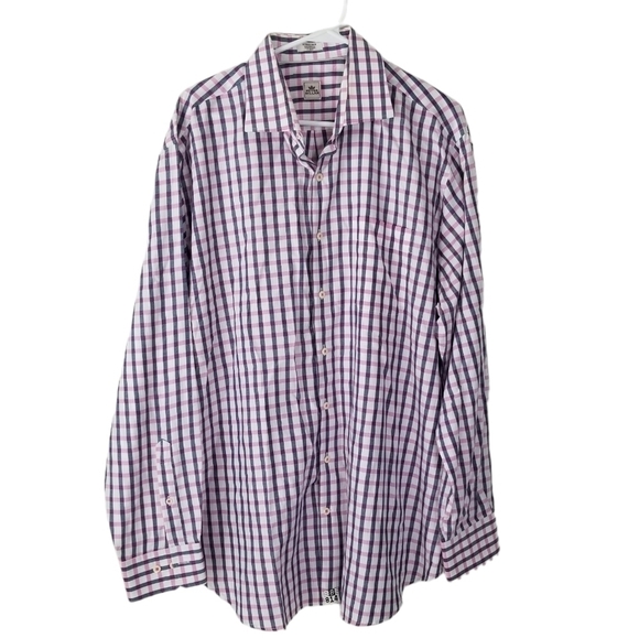 Peter Millar Long Sleeve Button Down Pink/White Check Striped Shirt XL Preppy - Picture 1 of 9